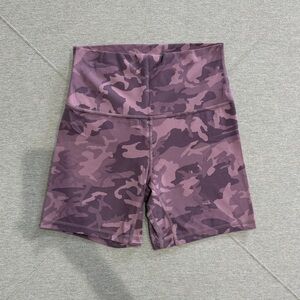Lululemon Purple Camo High-Rise Bike Shorts